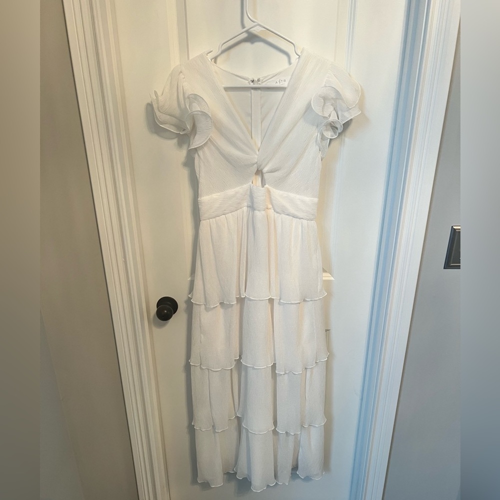 Astr White Ruffled Tiered Dress